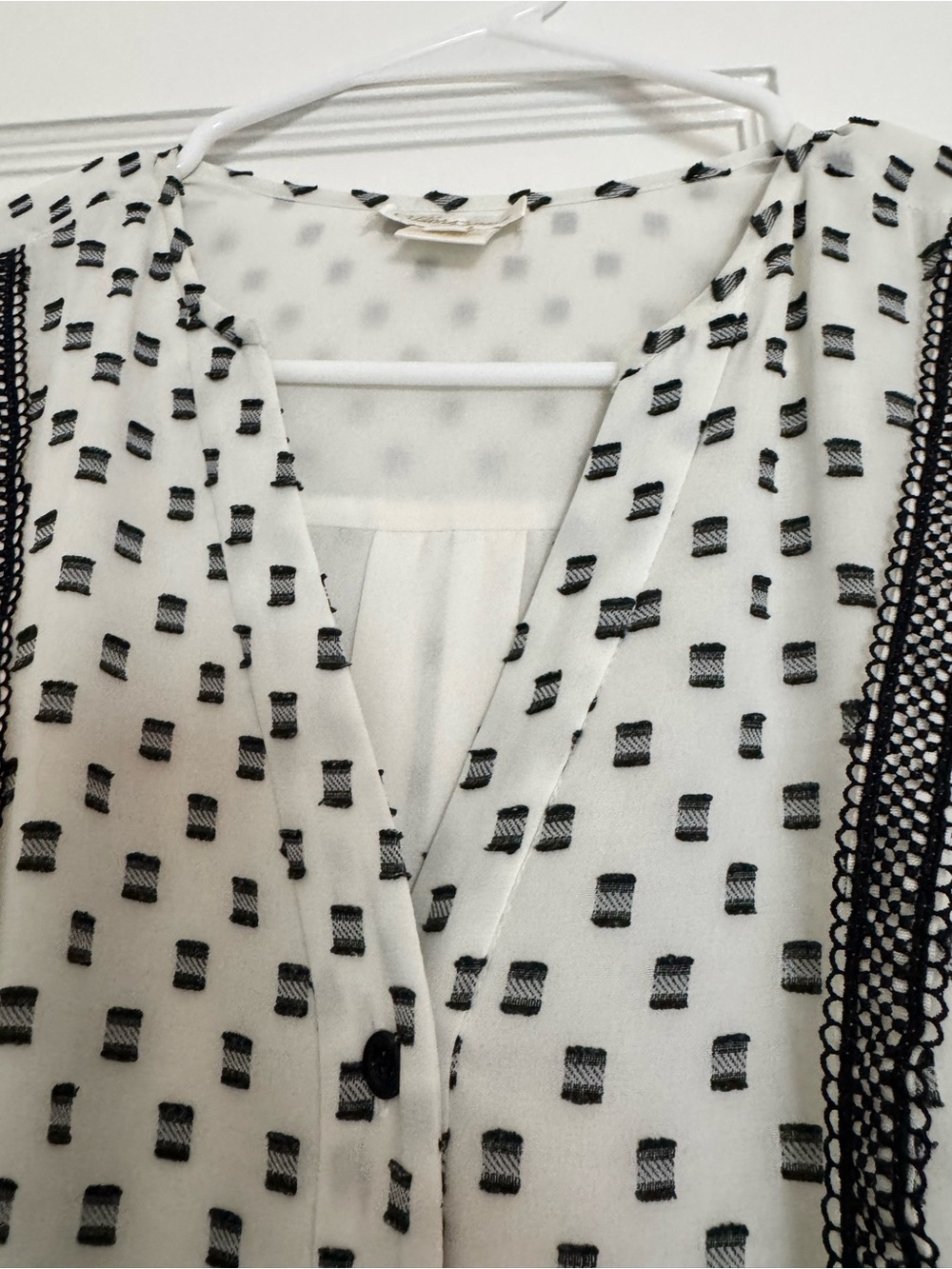 Shoshanna White Midi Dress with Black Geometric Print size 4 - Picture 6 of 10